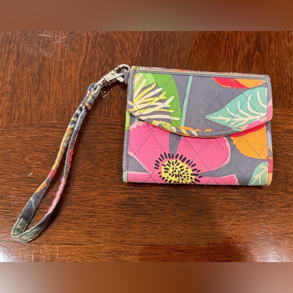 Vera Bradley Floral Quilted Wristlet Wallet - Pink, Gray, Green, Yellow
